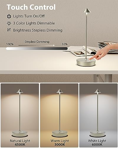 Cordless Rechargeable Table Lamp, 6000mAh