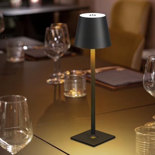 Fizrice Rechargeable Cordless Table Lamps, Black, 2 Pack