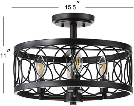 JONATHAN Y Sylvain 15.5" Semi Flush Mount, Oil Rubbed Bronze