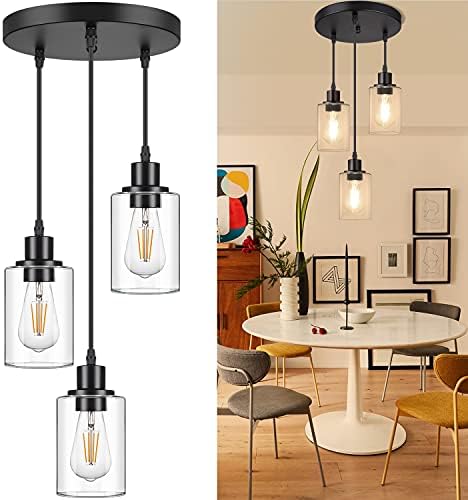 MAXvolador Industrial 3-Light Clear Glass Pendant Light