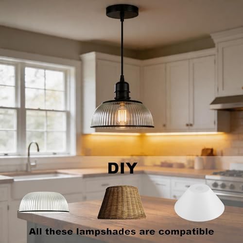 Black Industrial Pendant Light Kit, E26 Socket