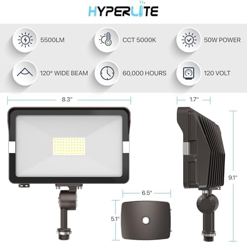 HYPERLITE 50W 2-Pack 5000K LED Flood Light