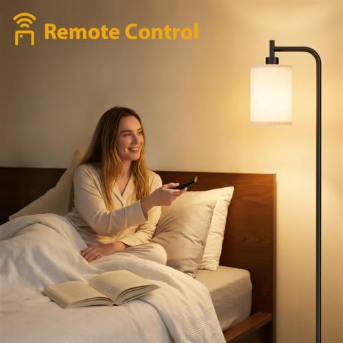 Ziisee 64" Floor Lamp with Remote Control, Beige Shade