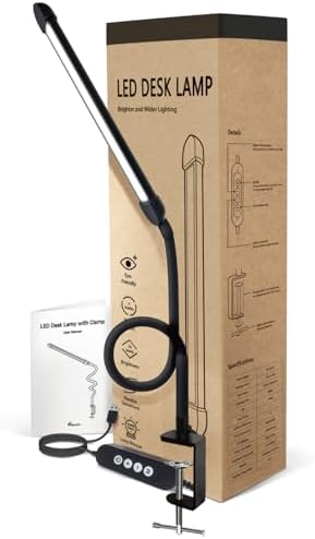 12W LED Desk Lamp with Clamp, Flexible Gooseneck