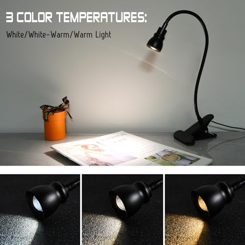 Zoomable Clip-On Light, 3 Color Temperatures, Dimmable