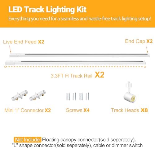 VANoopee 5-Color 8-Light LED Track Lighting Kit, White