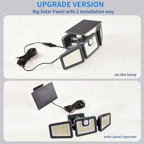 Solar Motion Sensor Lights, 312 LED, 3-Head Adjustable