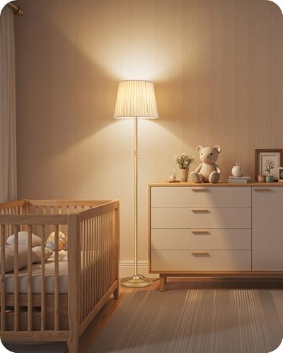 Dimmable Floor Lamp, 68" Tall, Gold and White