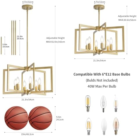 Modern Gold Farmhouse Pendant Light, No Bulbs