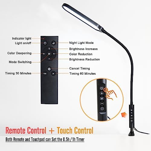 18W 3000LM Dimmable LED Clamp Desk Lamp
