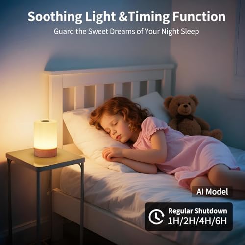 Touch Bedside Table Lamp, Remote-Control Dimmable RGB Light