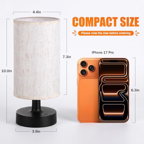 Small Cordless Table Lamp, 4000mAh Rechargeable, Black