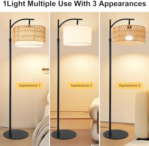 Rustic Black Farmhouse Floor Lamp, 12W LED