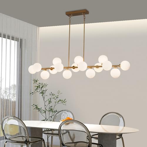55 Inch Brass Gold Linear Chandelier