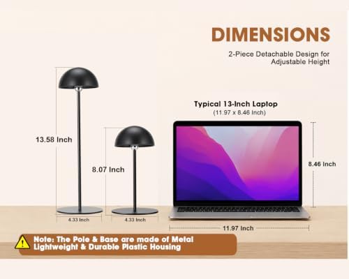 4 Pack Cordless Rechargeable Touch Table Lamps, Type-C