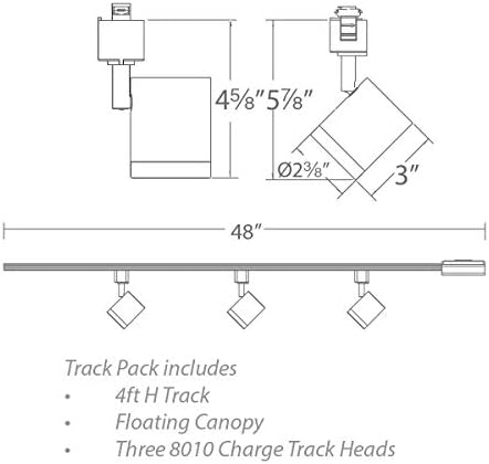 WAC Lighting Charge 8010 3-Light LED Track Kit, Black