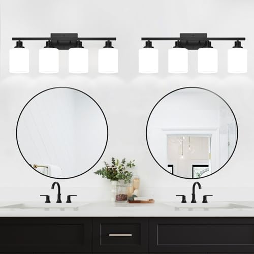 MOKATNG 4-Light Matte Black Bathroom Vanity Light