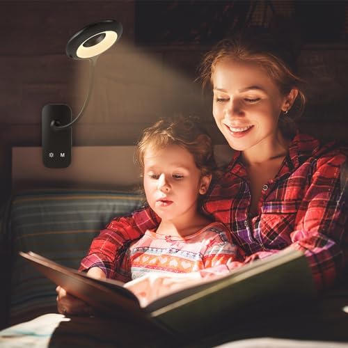CUHIOY Rechargeable Clip-On Reading Light, Black, 1 Pack
