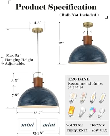 ELYONA 16-Inch Ash Wood Dome Pendant Light