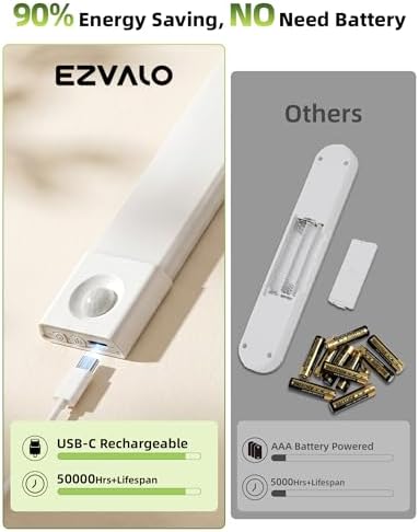 EZVALO 3 Pack 8-Inch Motion Sensor Lights
