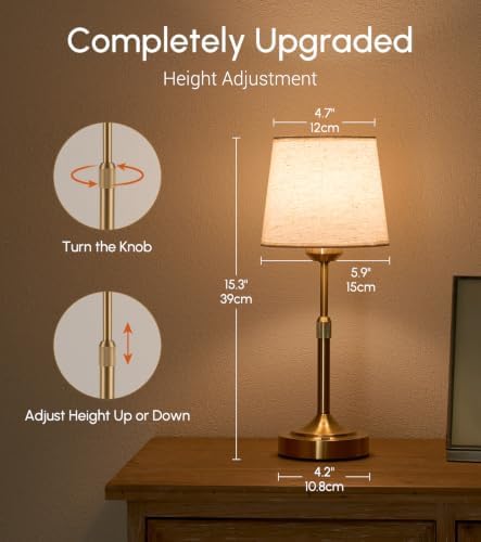 2 Pack Rechargeable Cordless Table Lamps, Gold