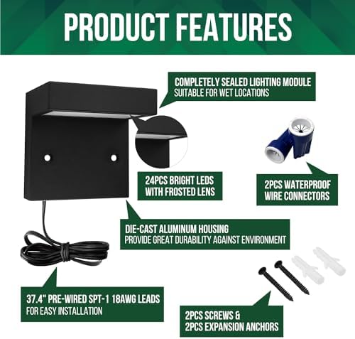 GKOLED 2-Pack Low Voltage LED Deck Lights, Black