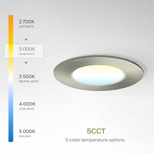 ASD 6 Pack 3 Inch LED Recessed Light 6W, 5 CCT 2700K-5000K CRI90+, IC