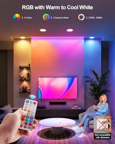 DUSKTEC 6 Inch Color Changing Canless Recessed Lighting