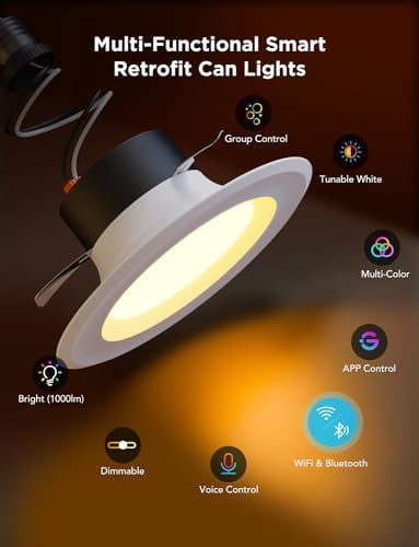 Govee Smart Retrofit 6 Inch Recessed Lighting, 4 Pack