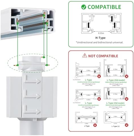 10W H Type LED Track Lighting Heads, 6-Pack