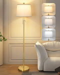JUNNAI Gold Floor Lamp, 55-65" Adjustable, White Shade