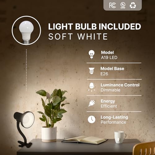 Xtricity LED Clip-On Desk Lamp, Black