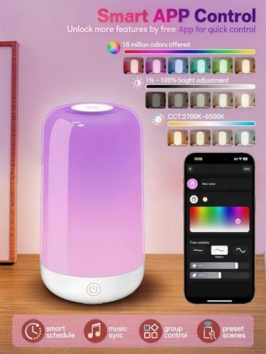 Smart Touch Rechargeable Multi-Color Bedside Lamp