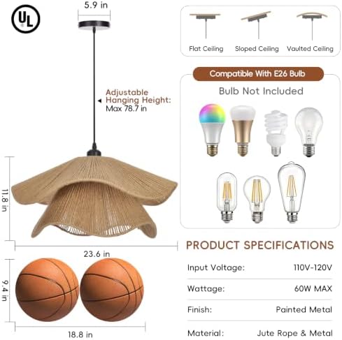 Littleglovo 23.6" Rustic Pendant Light