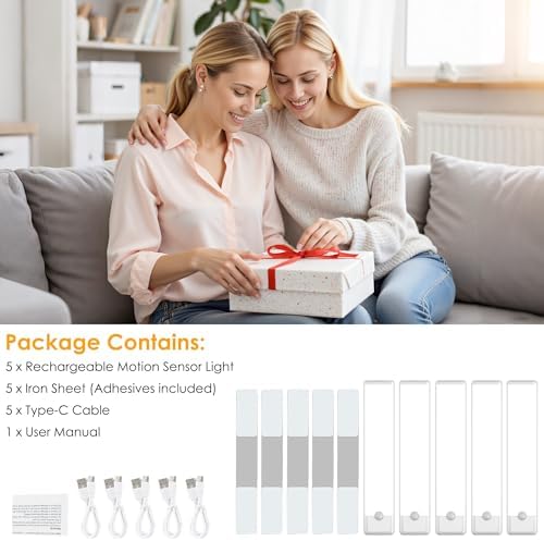 7.9 inch Motion Sensor Under Cabinet Light, 5-Pack