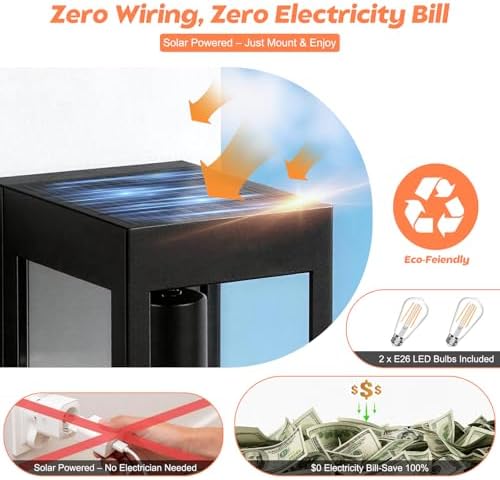 Solar Sconce Light, Dusk-to-Dawn Porch Lantern