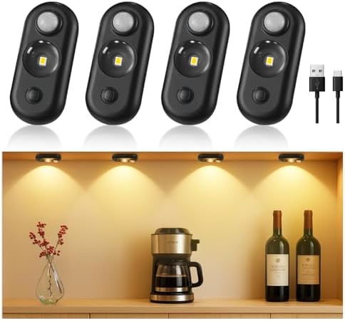 4 Pack Rechargeable Motion Sensor Puck Lights