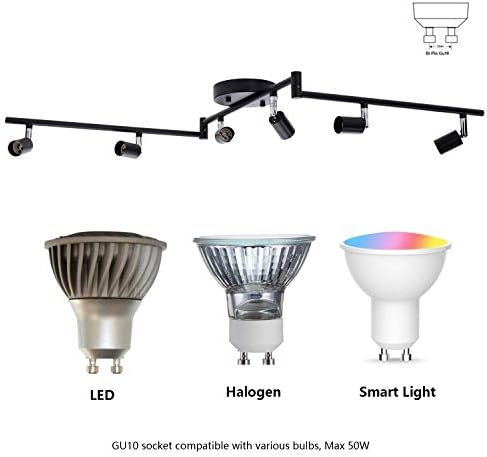 AIBOO 6-Light Adjustable Dimmable Track Lighting Kit, Flexible