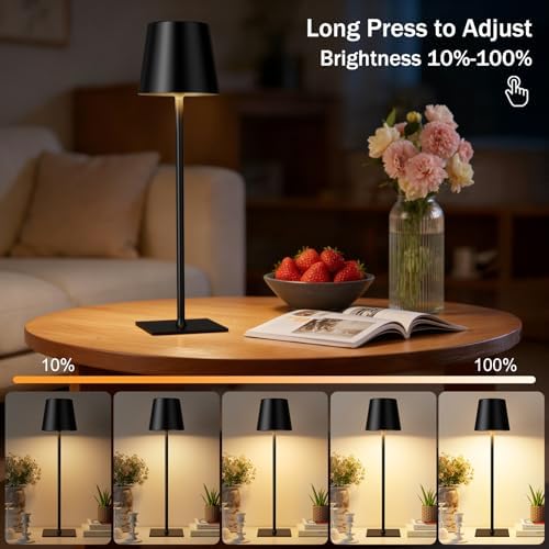 Kakanuo Cordless Rechargeable Table Lamp, Black, 2 Pack