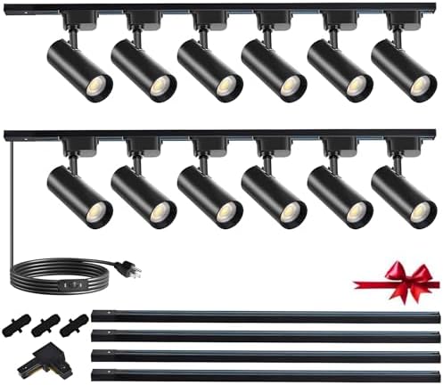 J&L Type Dimmable LED Track Lighting Kit, Adjustable Heads