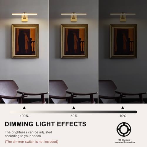 Modern Dimmable Picture Light, 15.75 Inch, Brass