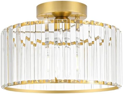 Crystal 1-Light Semi Flush Mount Ceiling Light, 11 Inch