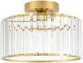 Crystal 1-Light Semi Flush Mount Ceiling Light, 11 Inch
