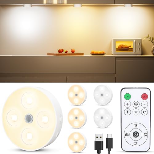Under Cabinet Puck Lights with Remote, 6 Pack