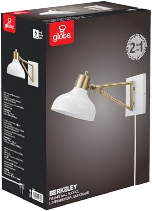 Globe Electric 51344 Swing Arm Wall Sconce, White