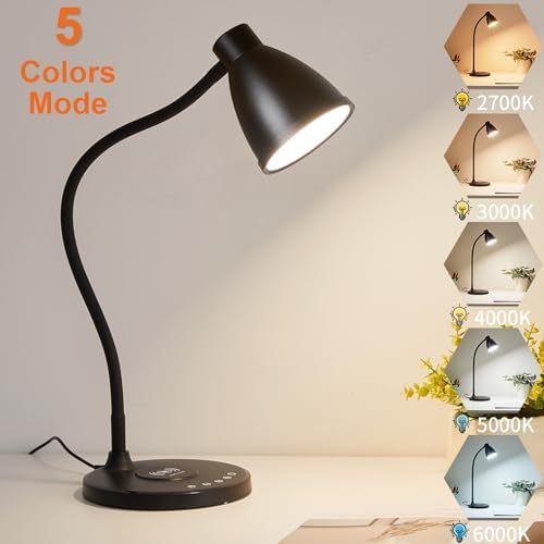 BOHON Desk Lamp, USB C+A Charging Ports, Black