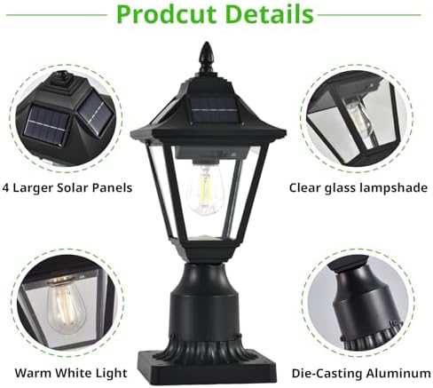 Solar Post Lights, Motion Sensor, 2 Pack