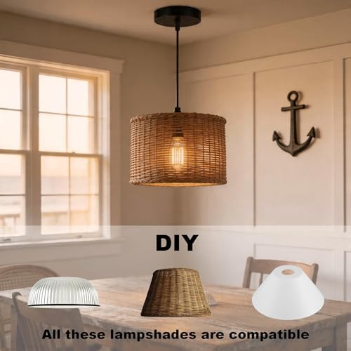 Black Industrial Pendant Light Kit, E26 Socket
