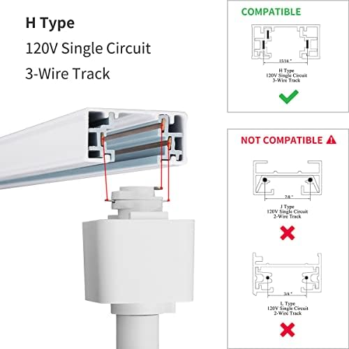 mirrea H-Type Track Lighting to E26 Adapter, 3-Pack