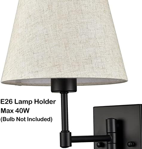 SAMTEEN Swing Arm Wall Sconces Set of Two Modern Black Sconce Light